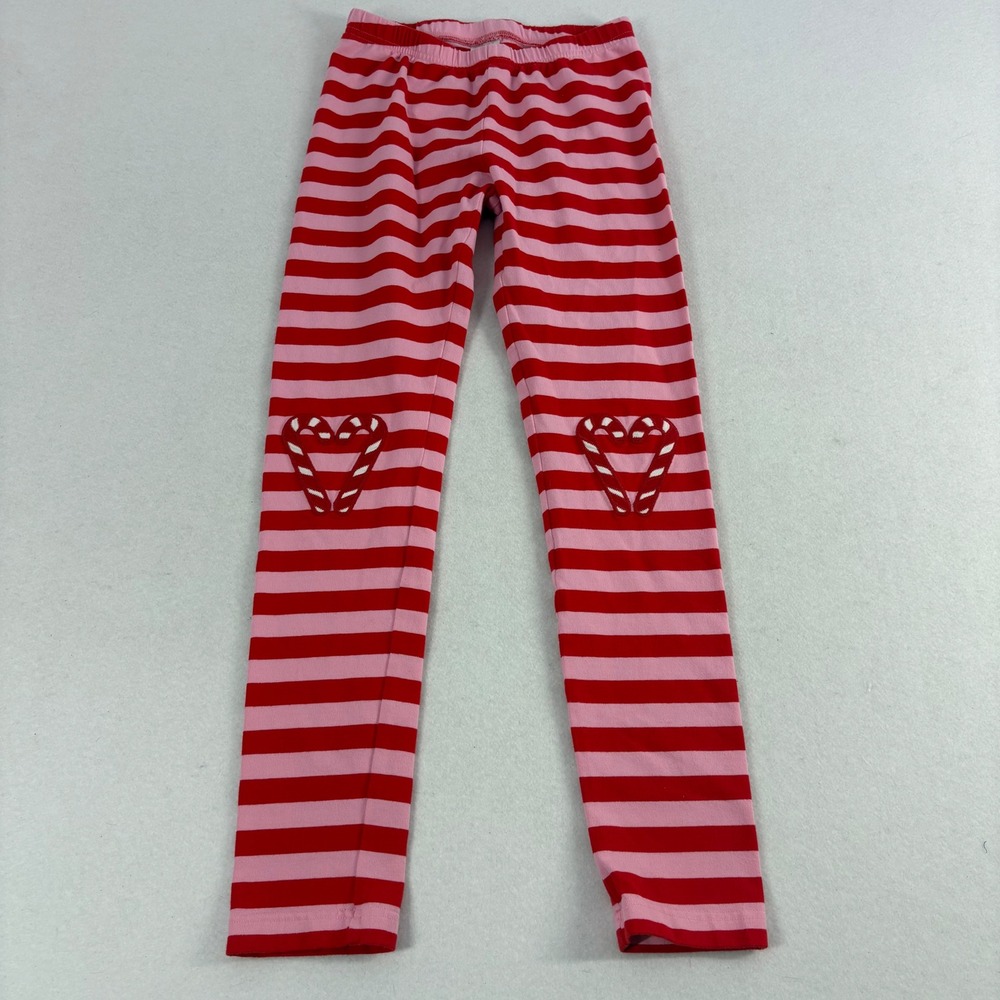 Hanna Andersson Leggings Girls 12 Red Pink Valentine Christmas Candy Cane Heart